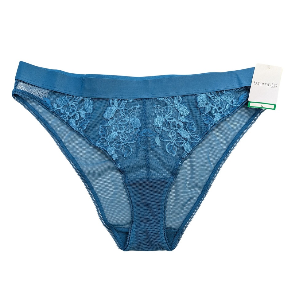 b.tempt'd 945227 Opening Act‎ Cheeky Panty Lace Mesh Size Large Green NWT